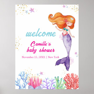 Póster Bienvenidos a Baby Shower de Modern Under Sea Merm