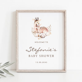 Póster Bienvenidos a Baby Shower de Mommy and Baby Deer W