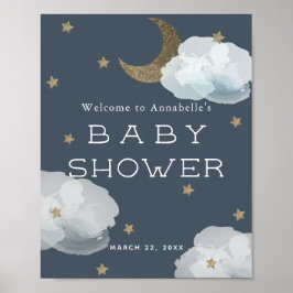 Póster Bienvenidos a Baby Shower de Moon Stars & Clouds N