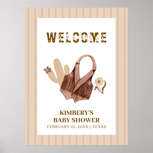 Póster Bienvenidos a Baby Shower de Neutral Beige Boho Co (Frente)