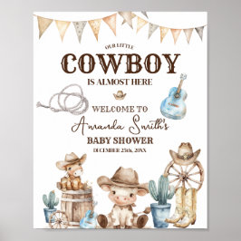 Póster Bienvenidos a Baby Shower de nuestro pequeño Cowbo