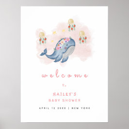 Póster Bienvenidos a Baby Shower de Ocean Sweet Whale Flo