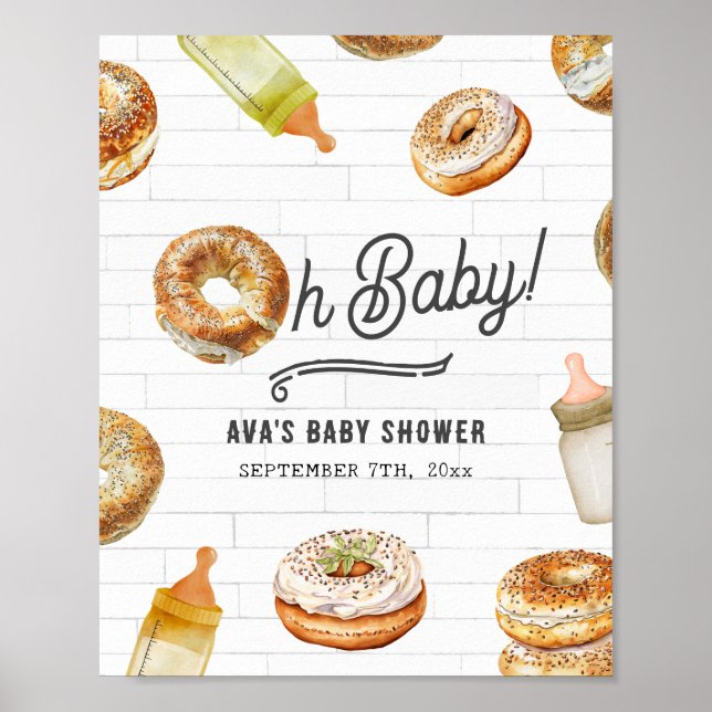 Póster Bienvenidos a Baby Shower de Oh Bebé Botellas y Ba (Frente)