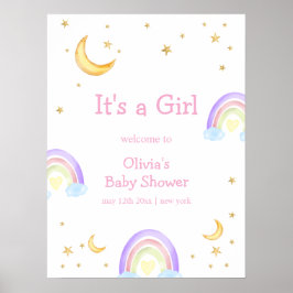 Póster Bienvenidos a Baby Shower de Pastel Rainbow Moon S