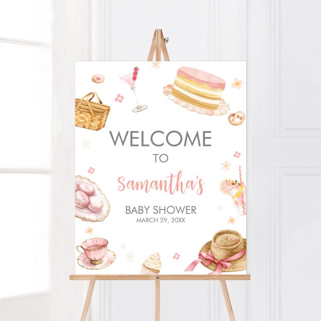 Póster Bienvenidos a Baby Shower de Picnic Baby Brunch (Picnic Baby Brunch Baby Shower Welcome Sign)