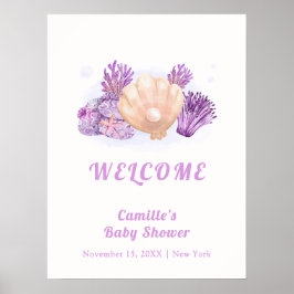 Póster Bienvenidos a Baby Shower de Purple Rustic Pearl S