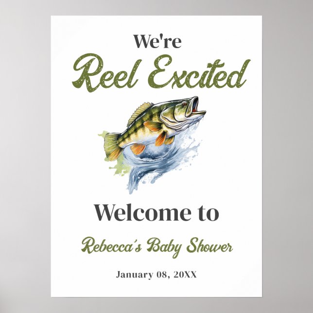 Póster Bienvenidos a Baby Shower de Reel Fish Fisher (Frente)
