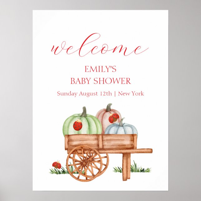 Póster Bienvenidos a Baby Shower de Spring Modern Pumpkin (Frente)
