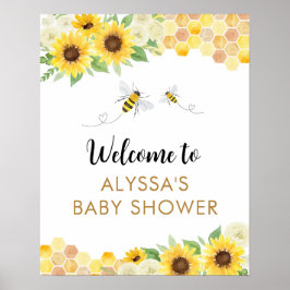 Póster Bienvenidos a Baby Shower de Sunflower Honey Bee