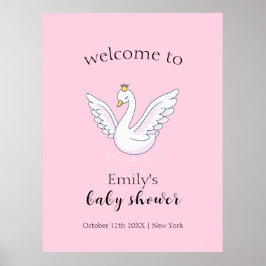 Póster Bienvenidos a Baby Shower de Swan Princesa de colo