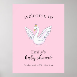 Póster Bienvenidos a Baby Shower de Swan Princesa de colo