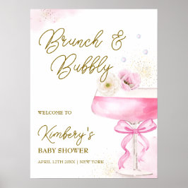 Póster Bienvenidos a Baby Shower de Sweet Floral Champagn