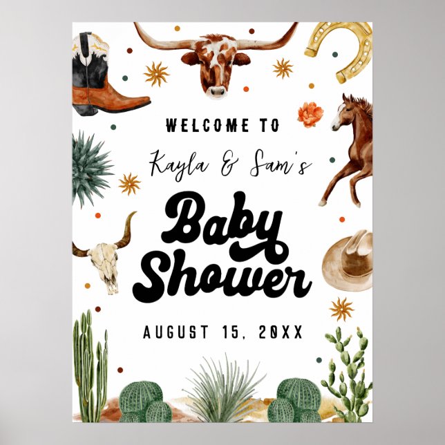 Póster Bienvenidos a Baby Shower de un niño pequeño (Frente)