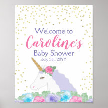 Bienvenidos a Baby Shower de Unicorn Pink & Gold
