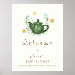 Póster Bienvenidos a Baby Shower de Vintage Greenery Par-