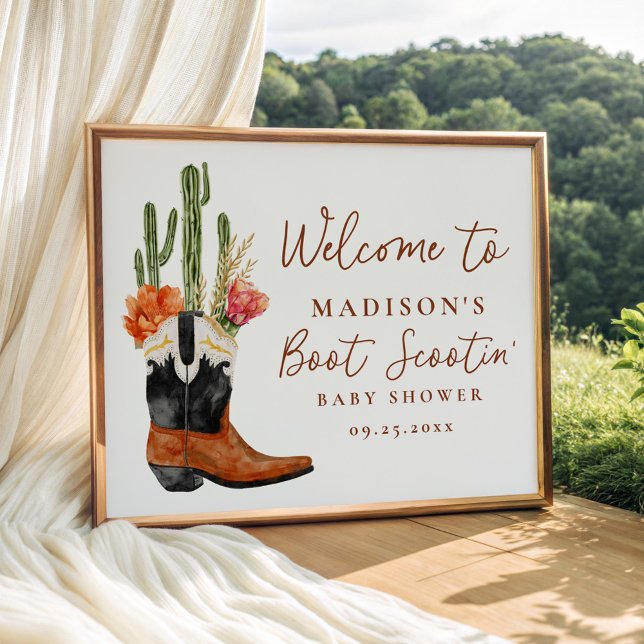 Póster Bienvenidos a Baby Shower de Watercolor Western Bo (Subido por el creador)