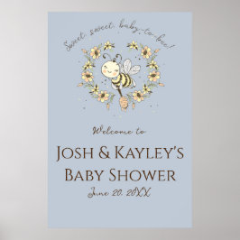 Póster Bienvenidos a Baby Shower de Whimsical Bee Wreath 