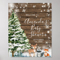 Bienvenidos a Baby Shower de Winter Animals Wood S