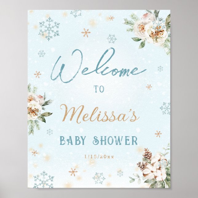 Póster Bienvenidos a Baby Shower de Winter Wonderland Sno (Frente)