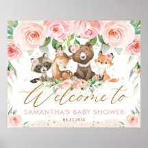 Bienvenidos a Baby Shower de Woodland Animals Pink