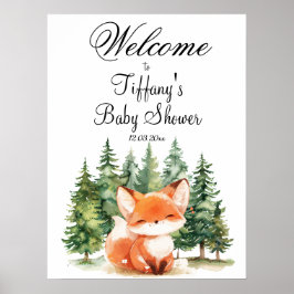 Póster Bienvenidos a Baby Shower de Woodland Fox