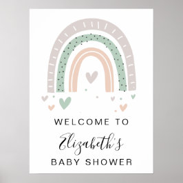 Póster Bienvenidos a Baby Shower del Boho Rainbow Sage