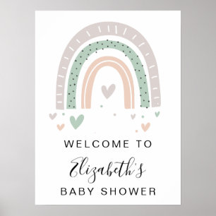 Póster Bienvenidos a Baby Shower del Boho Rainbow Sage