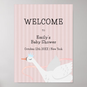 Póster Bienvenidos a Baby Shower del Cisne de Princesa Ro
