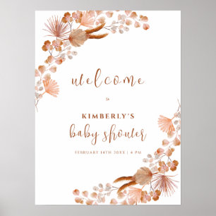 Póster Bienvenidos a Baby Shower del Neutrflower Boho