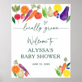 Póster Bienvenidos a Baby Shower, el mercado de agriculto