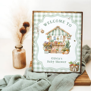 Póster Bienvenidos a Baby Shower, el mercado de agriculto