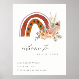 Póster Bienvenidos a Baby Shower, el Naranja oxidado Boho