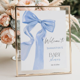 Póster Bienvenidos a Baby Shower Elegante Blue Bow Coquet
