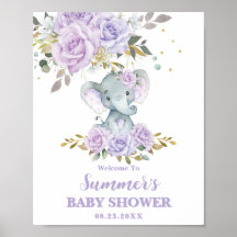 Bienvenidos a Baby Shower Elephant Purple Lilac Fl