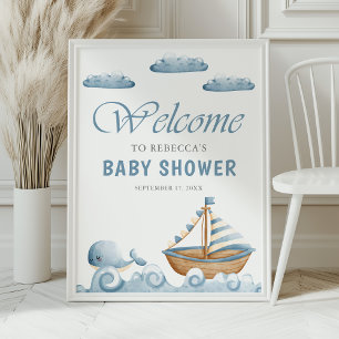 Póster Bienvenidos a Baby Shower en barco náutico