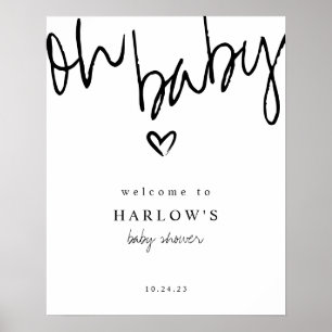 Póster Bienvenidos a Baby Shower en blanco y negro
