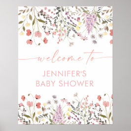 Póster Bienvenidos A Baby Shower En Bloom Boho Wildflower