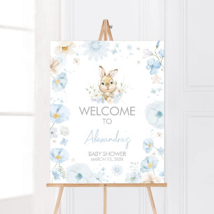 Póster Bienvenidos a Baby Shower en Blue Somebunny Rabbit