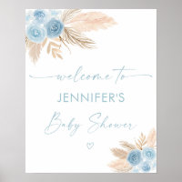 Bienvenidos a Baby Shower en Boho Blue Pampas Gras