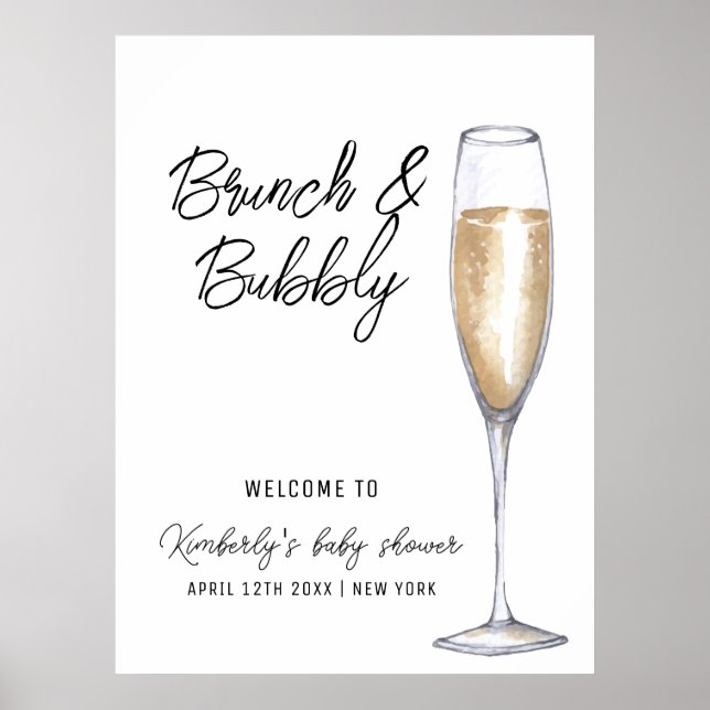 Póster Bienvenidos a Baby Shower en Boho Champagne Brunch (Frente)