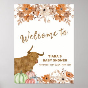 Póster Bienvenidos a Baby Shower en Boho Floral Highland 