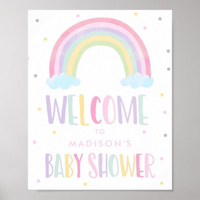 Póster Bienvenidos a Baby Shower en el arco iris de Paste (Frente)