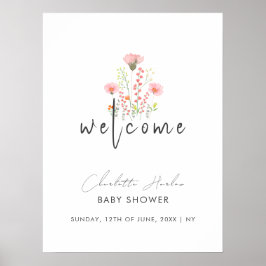 Póster Bienvenidos a Baby Shower en Flores Silvestres Mod