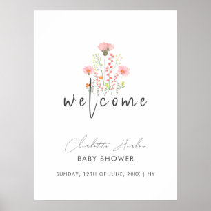 Póster Bienvenidos a Baby Shower en Flores Silvestres Mod