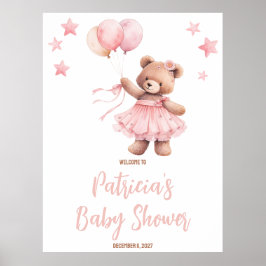 Póster Bienvenidos a Baby Shower en globo aerostático con