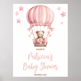 Póster Bienvenidos a Baby Shower en globo aerostático con