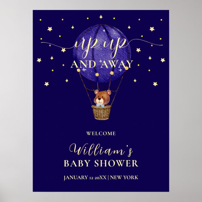 Póster Bienvenidos a Baby Shower en globo aerostático Sta (Frente)