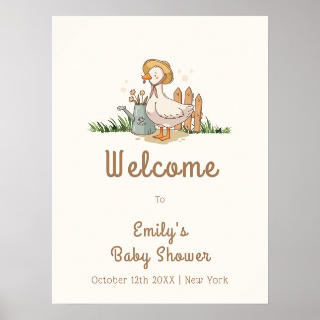 Póster Bienvenidos a Baby Shower en Meodow Little Ducklin (Frente)