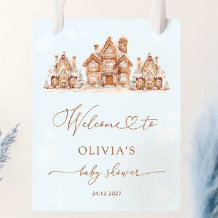 Póster Bienvenidos a Baby Shower en Navidades azules de l
