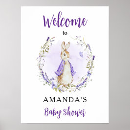 Póster Bienvenidos a Baby Shower en Purple de Peter Rabbi